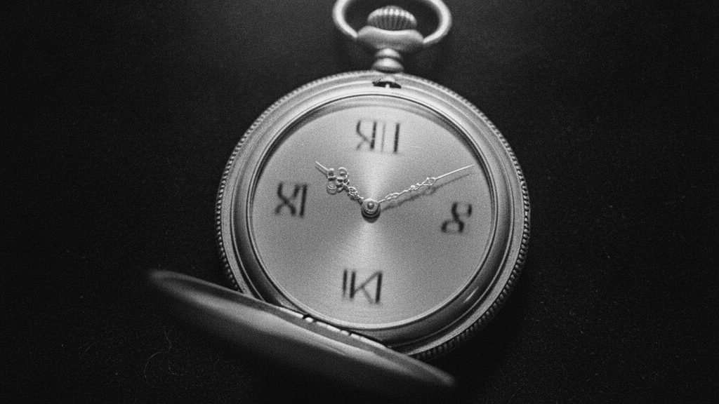 Montre à gousset ancienne en laiton ouverte sur velours sombre, symbolisant la patience patrimoniale de vingt-deux ans